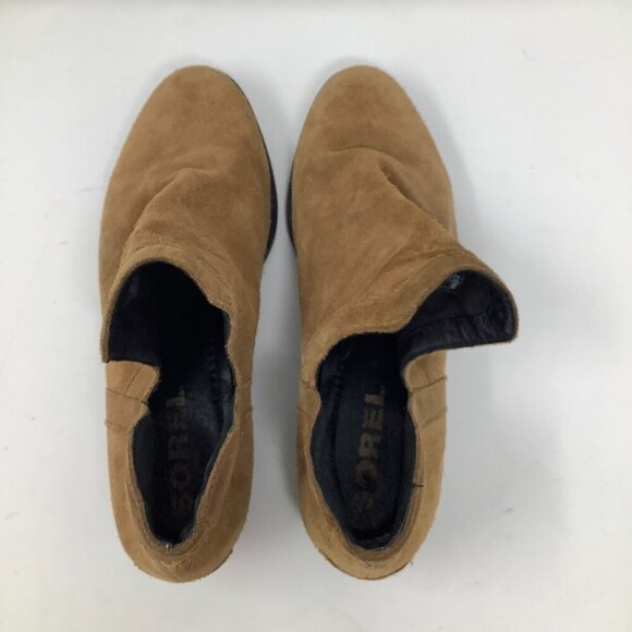 Sorel women's Lolla Cut-Out Booties 10 tan suede leather ankle - Picture 5 of 7